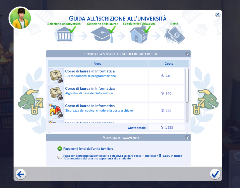 The Sims 4 Vita Universitaria Iscrizione Step